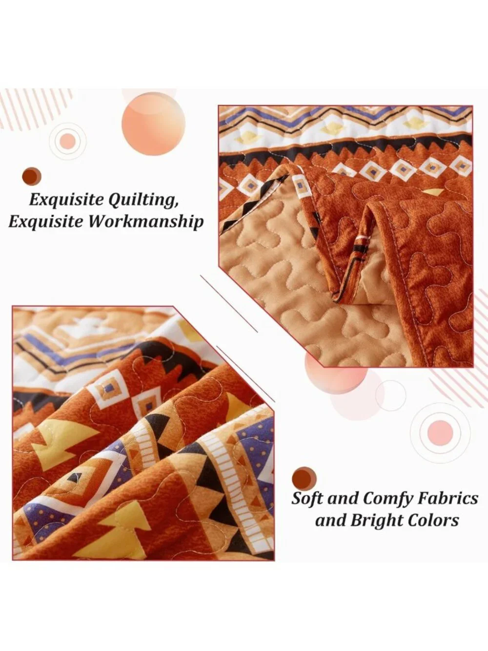 California King Quilt Set - Orange Fall Bedspread for Thanksgiving Decor